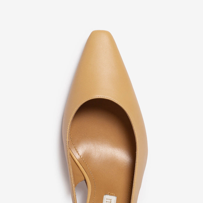 Décolleté slingback in nappa beige donna