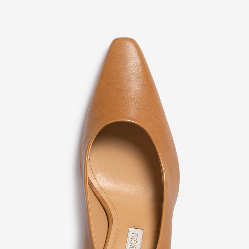 Decolleté in pelle di vitello cuoio donna