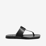 Sandalo infradito in pelle di capra nero donna
