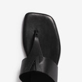 Sandalo infradito in pelle di capra nero donna
