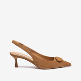 Décolleté sling back in nappa taupe donna