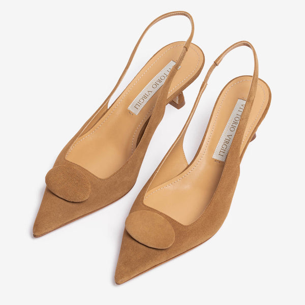 Décolleté sling back in nappa taupe donna