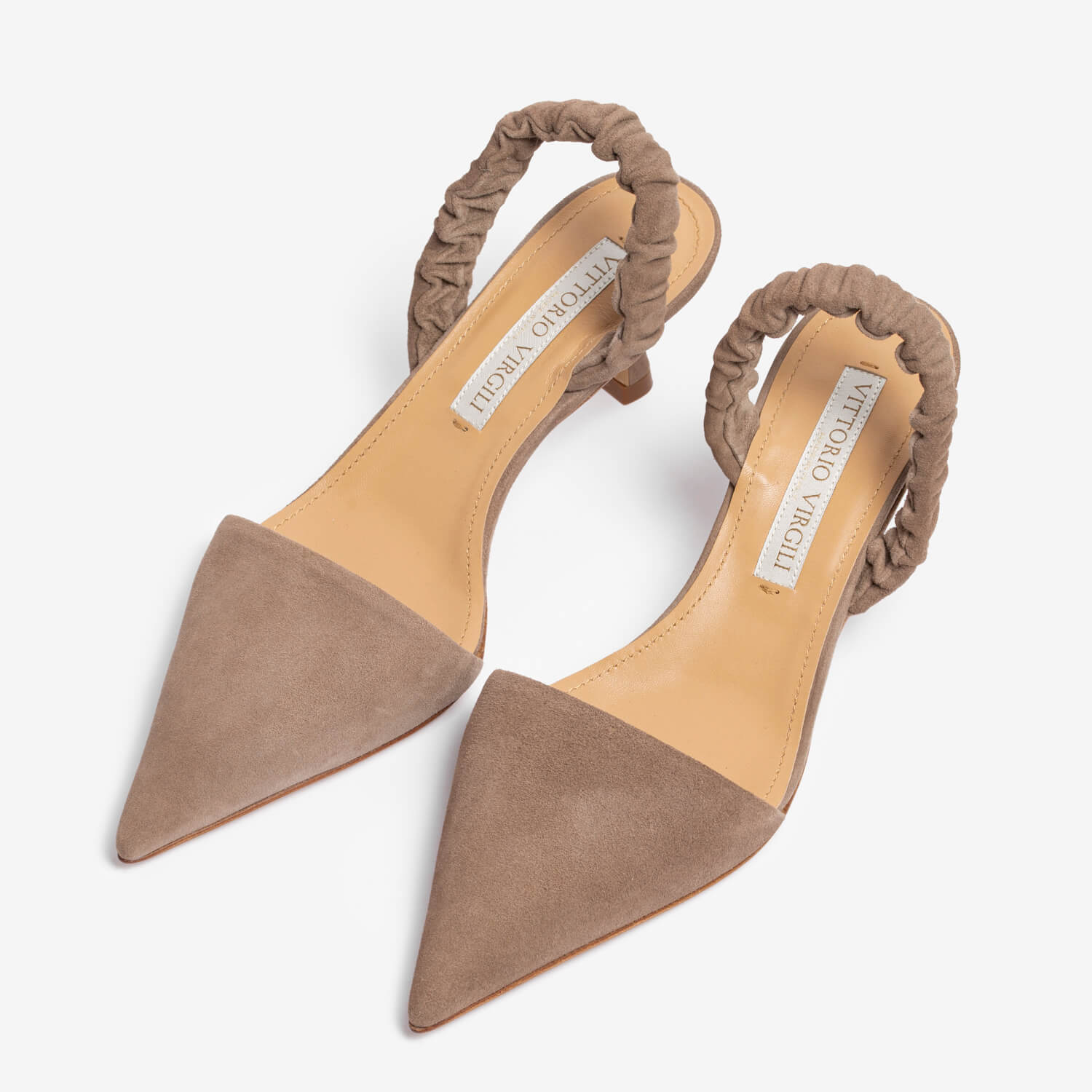 Slingback décolleté in camoscio sabbia donna