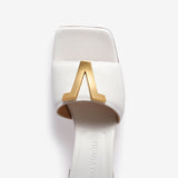 Sandalo slide in nappa bianca donna