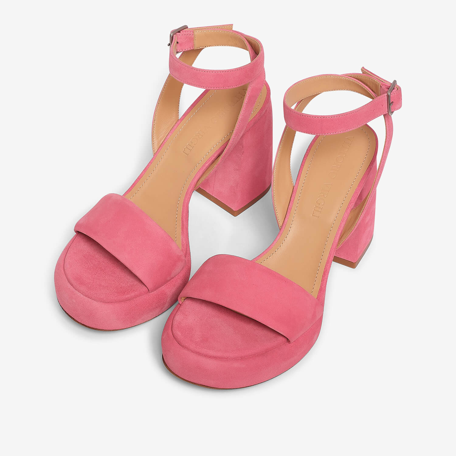 Pink women's goat leather platform sandal