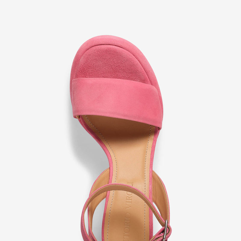 Sandalo platform pelle di capra rosa donna