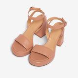 Powder pink women's goat leather platform sandal