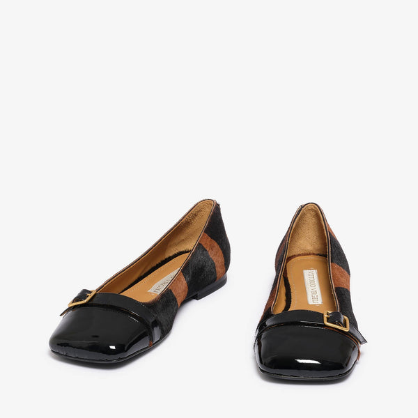 Drusilla | Black-tan women's leather ballet flat