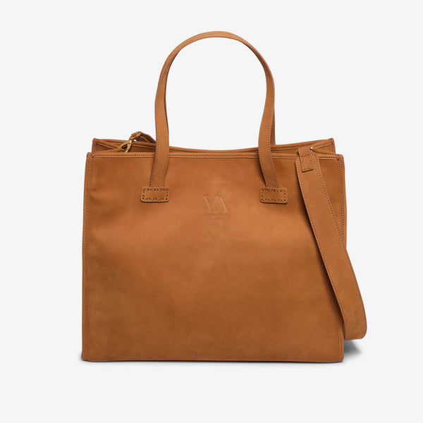 Borsa grande in nabuk color cuoio