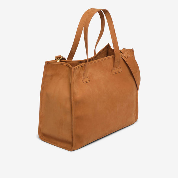 Borsa grande in nabuk color cuoio