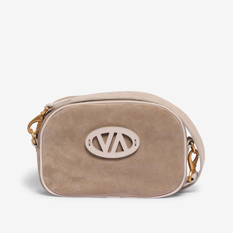 Alice sand suede/nappa  mini shoulder bag with logo