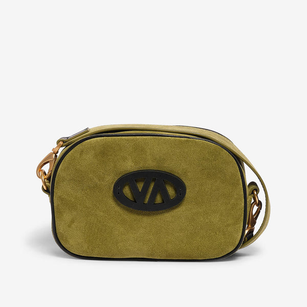 Alice green-black suede/nappa  mini shoulder bag with logo
