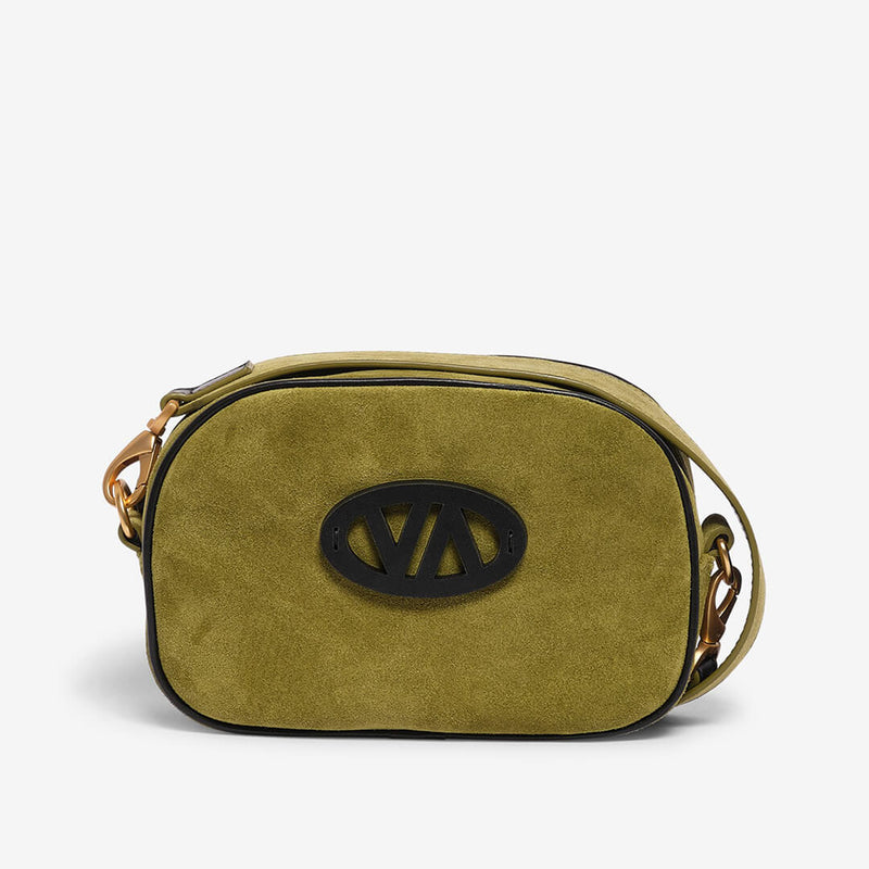 Alice green-black suede/nappa  mini shoulder bag with logo