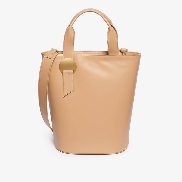 Beige calfskin bucket bag