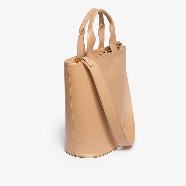 Beige calfskin bucket bag