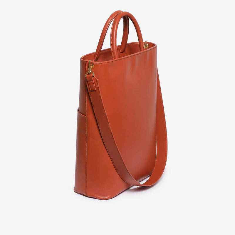 SHOPPING BAG IN PELLE ROSSO MATTONE