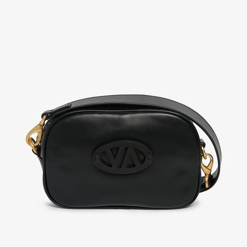 Alice black calfskin mini shoulder bag with logo